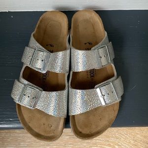 Silver Birkenstock’s size 39.